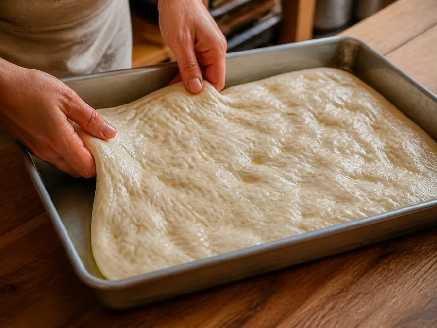 Фокачча с начинкой: четыре сыра | Фото подпункта 8 | Viva Cucina Фокачча с начинкой: четыре сыра: фото процесса приготовления — добавляйте жидкость, соус или начинку постепенно, чтобы блюдо собиралось равномерно