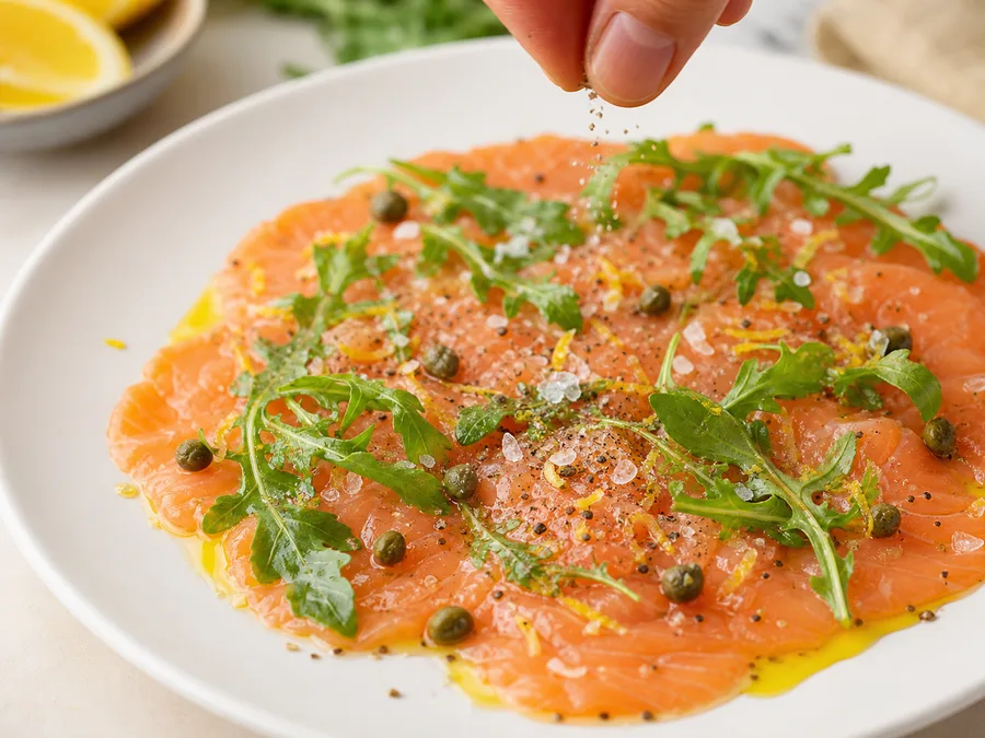 Карпаччо из лосося | Фото подпункта 14 | Viva Cucina Карпаччо из лосося: фото процесса приготовления — добавьте зелень, масло, сыр, лимон или специи только если они поддерживают основной вкус