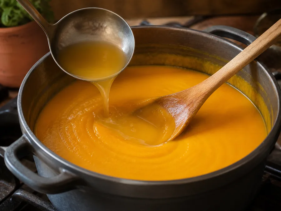 Крем-суп из тыквы по-итальянски | Фото подпункта 12 | Viva Cucina Крем-суп из тыквы по-итальянски: фото процесса приготовления — перед финалом ещё раз проверьте баланс соли, влажности и температуры
