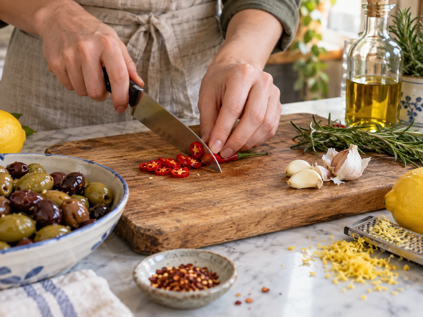 Маринованные оливки с травами | Фото подпункта 5 | Viva Cucina Маринованные оливки с травами: фото процесса приготовления — следите за цветом, запахом и влажностью продуктов: на этом этапе формируется главный вкус