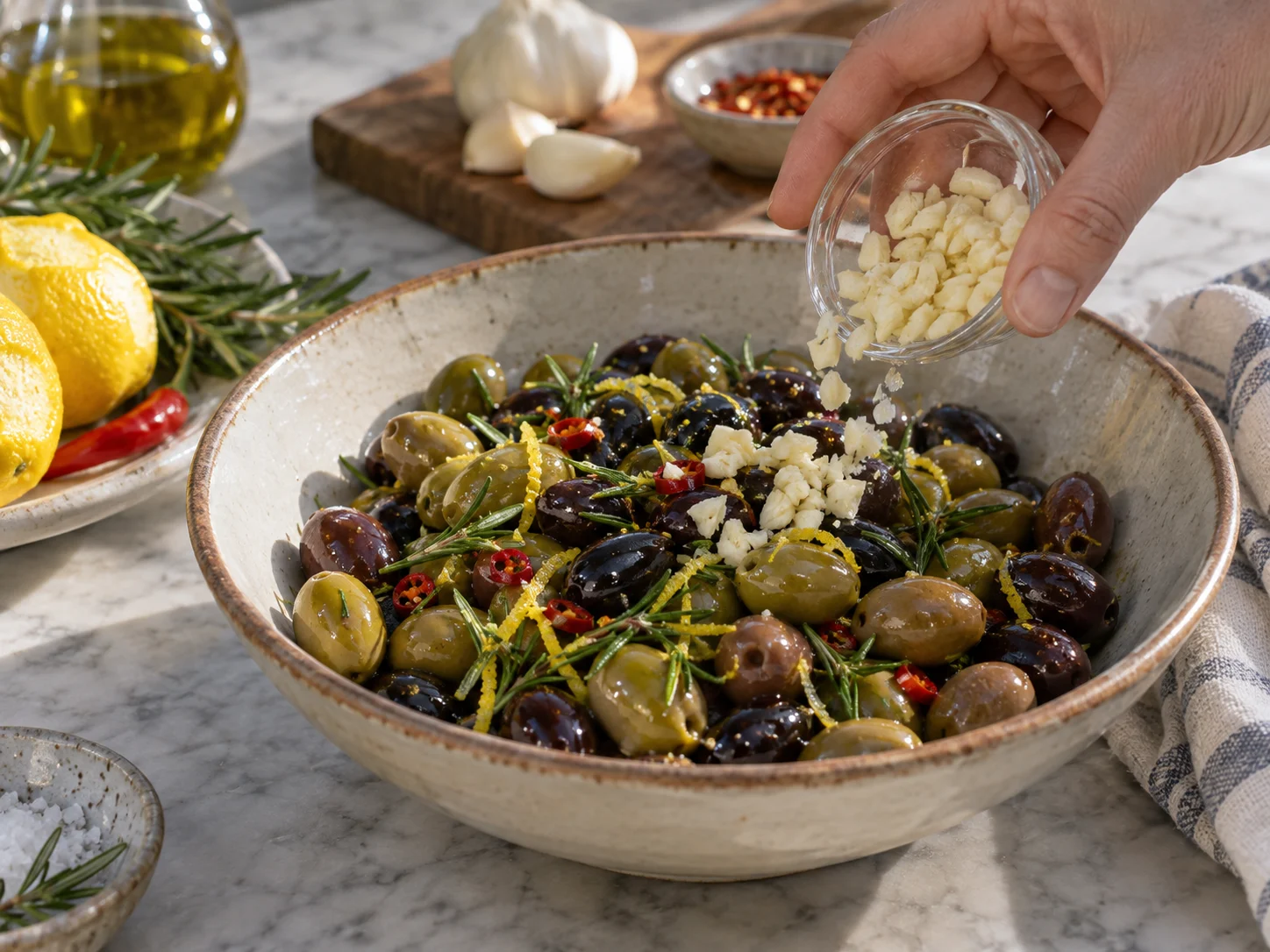 Маринованные оливки с травами | Фото подпункта 8 | Viva Cucina Маринованные оливки с травами: фото процесса приготовления — добавляйте жидкость, соус или начинку постепенно, чтобы блюдо собиралось равномерно