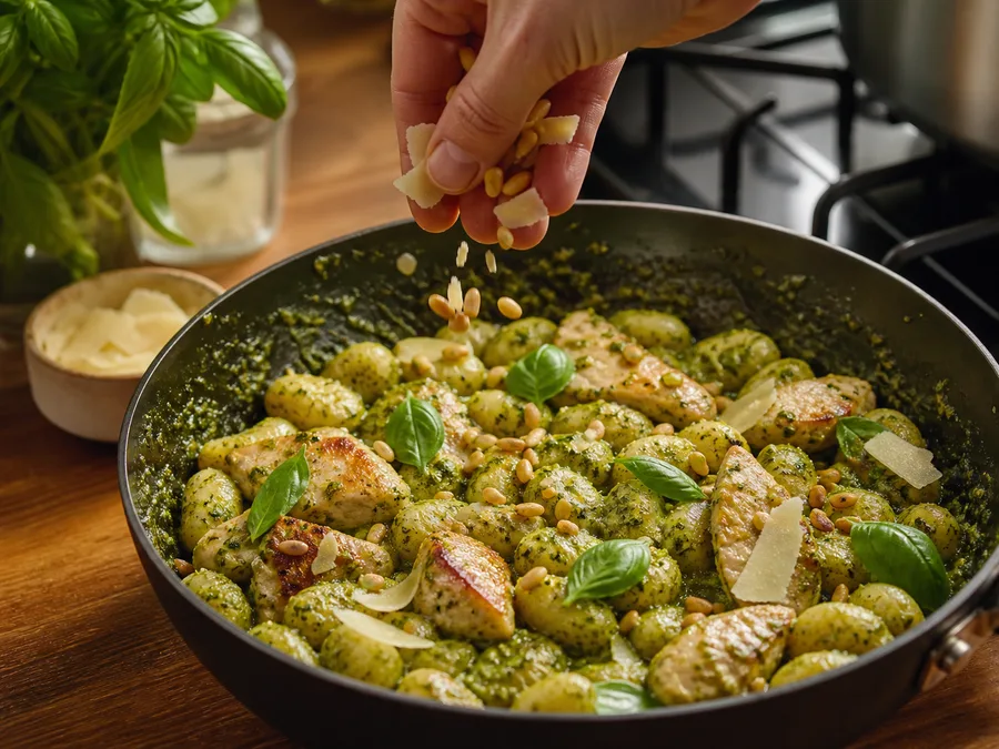 Ньокки с курицей и песто | Фото подпункта 14 | Viva Cucina Ньокки с курицей и песто: фото процесса приготовления — добавьте зелень, масло, сыр, лимон или специи только если они поддерживают основной вкус