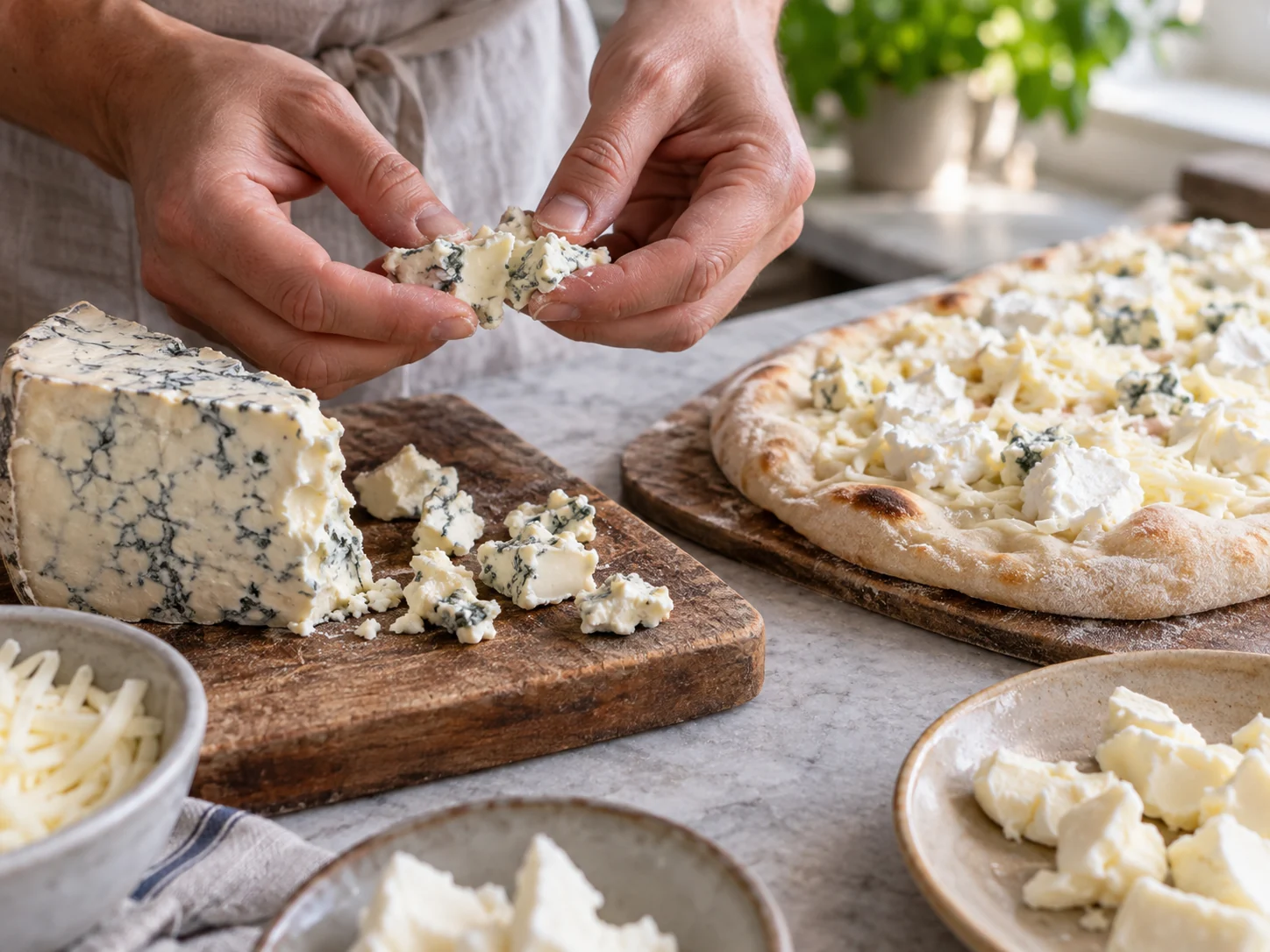 Пинса с начинкой: четыре сыра | Фото подпункта 6 | Viva Cucina Пинса с начинкой: четыре сыра: фото процесса приготовления — дайте заготовке коротко отдохнуть перед начинкой или выпечкой, если она начинает сопротивляться при формовке