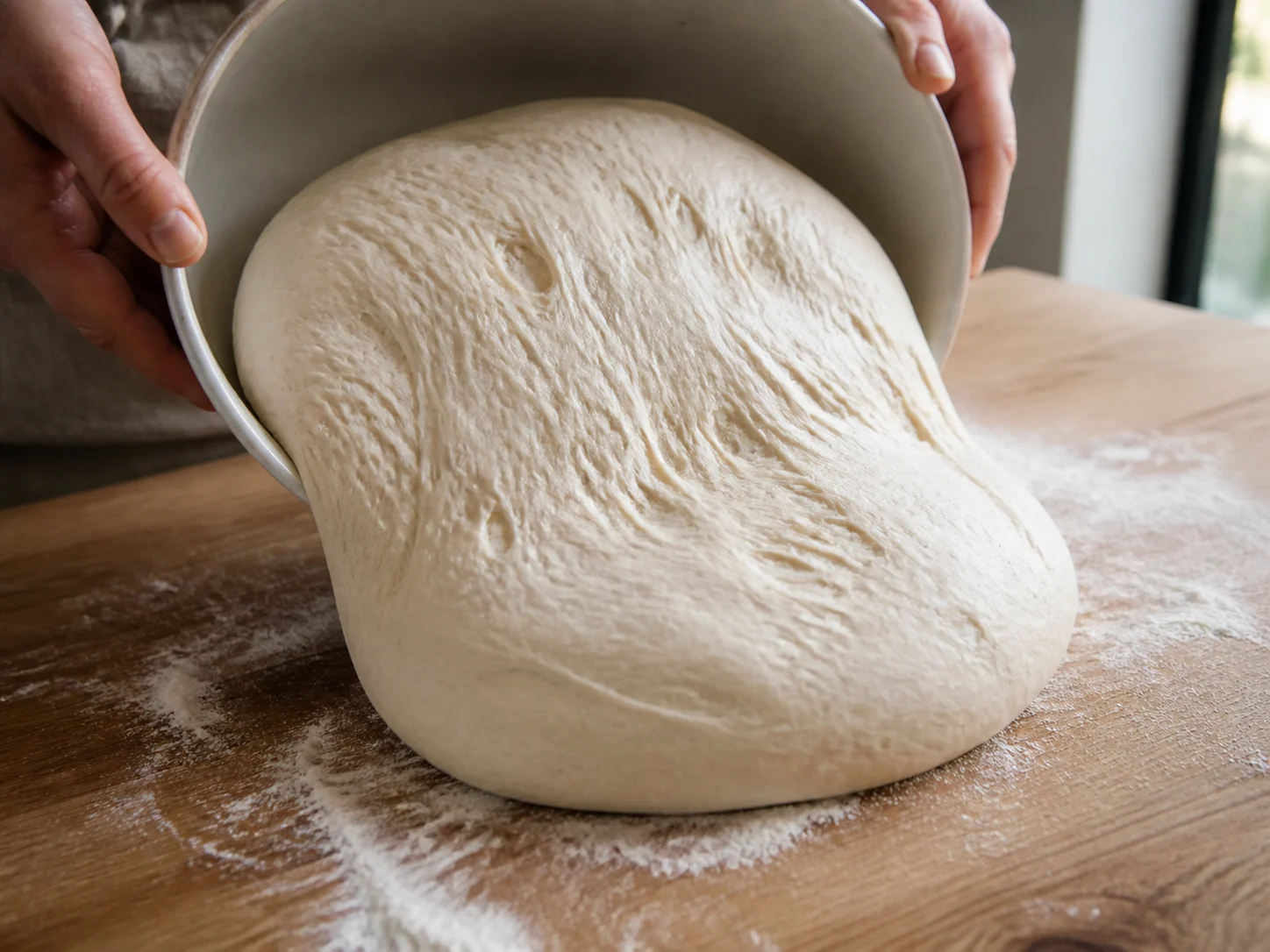 Пицца с начинкой: прошуто и руккола | Фото подпункта 5 | Viva Cucina Пицца с начинкой: прошуто и руккола: фото процесса приготовления — переложите поднявшееся тесто на слегка подпыленный стол