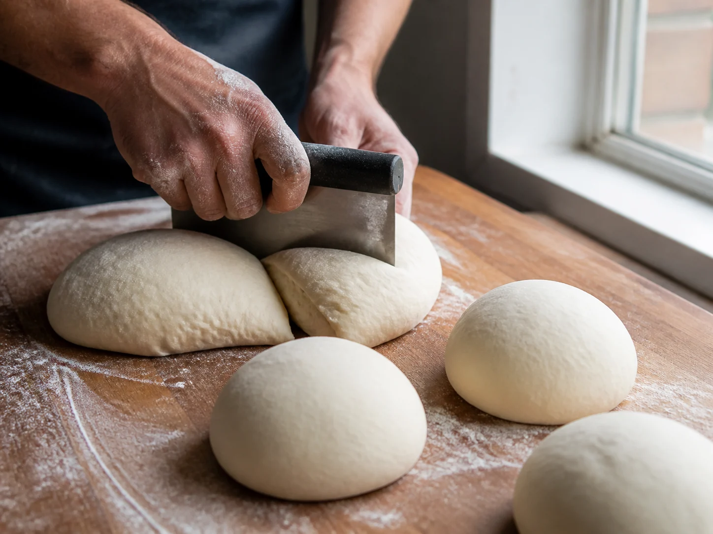 Пицца с начинкой: прошуто и руккола | Фото подпункта 6 | Viva Cucina Пицца с начинкой: прошуто и руккола: фото процесса приготовления — разделите тесто и округлите заготовки, не выдавливая воздух