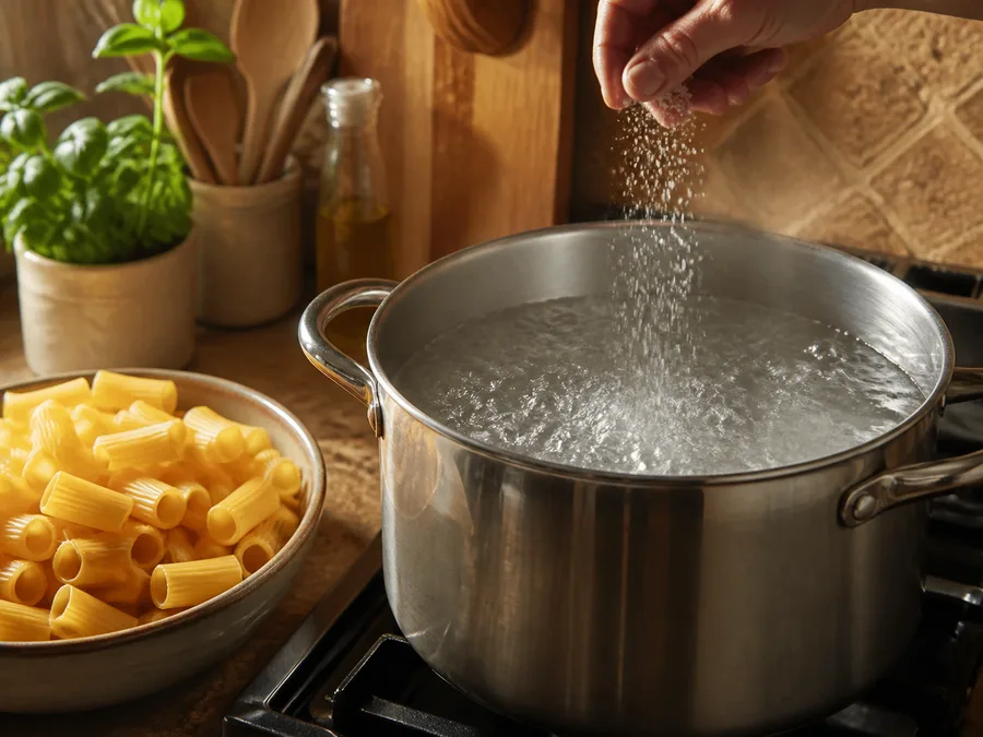 Ригатони с томатом и томатно-базиликовым соусом | Фото подпункта 6 | Viva Cucina Ригатони с томатом и томатно-базиликовым соусом: фото процесса приготовления — снимите или отложите всё, что не должно долго готовиться, чтобы вернуть это в блюдо ближе к финалу