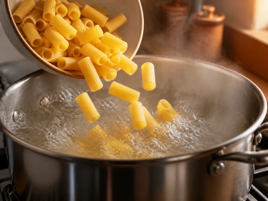 Ригатони с томатом и томатно-базиликовым соусом | Фото подпункта 7 | Viva Cucina Ригатони с томатом и томатно-базиликовым соусом: фото процесса приготовления — сварите ригатони до al dente или подготовьте соус так, чтобы он был готов принять пасту
