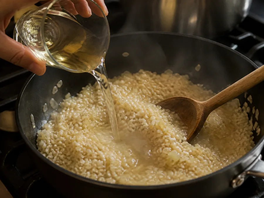 Ризотто с курицей | Фото подпункта 7 | Viva Cucina Ризотто с курицей: фото процесса приготовления — выполните основной шаг "прожарить рис", не торопясь и сохраняя контроль над текстурой