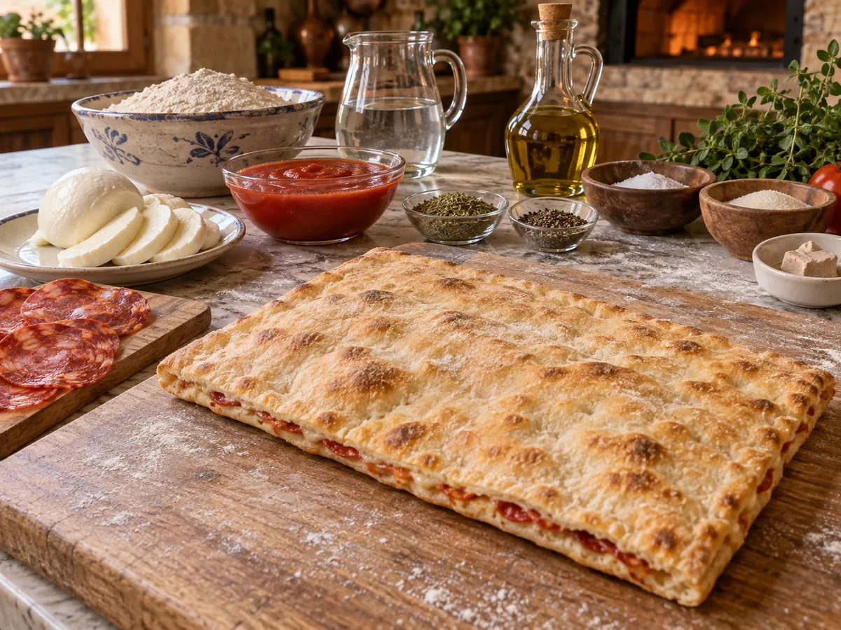 Скьяччата с начинкой: пепперони (острая салями) | Фото подпункта 1 | Viva Cucina Скьяччата с начинкой: пепперони (острая салями): фото процесса приготовления — подготовьте продукты для теста и начинки