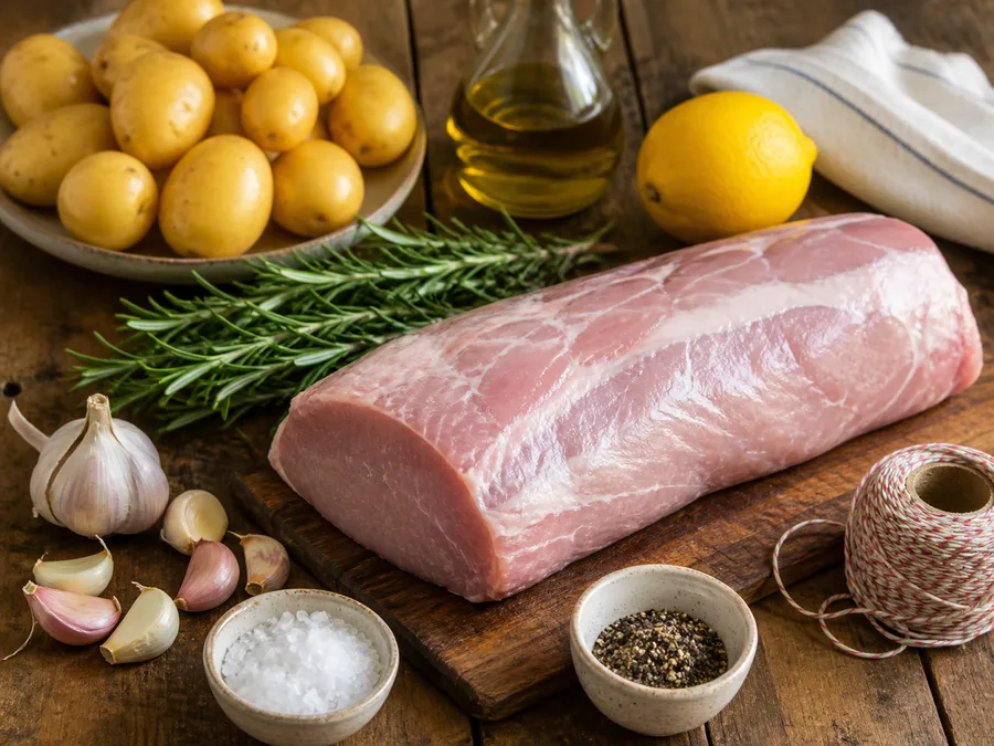 Свиная корейка с розмарином: фото процесса приготовления — разложите Мясо и Белое или красное вино, соль, масло, специи и нужную посуду так, чтобы всё было под рукой до начала готовки
