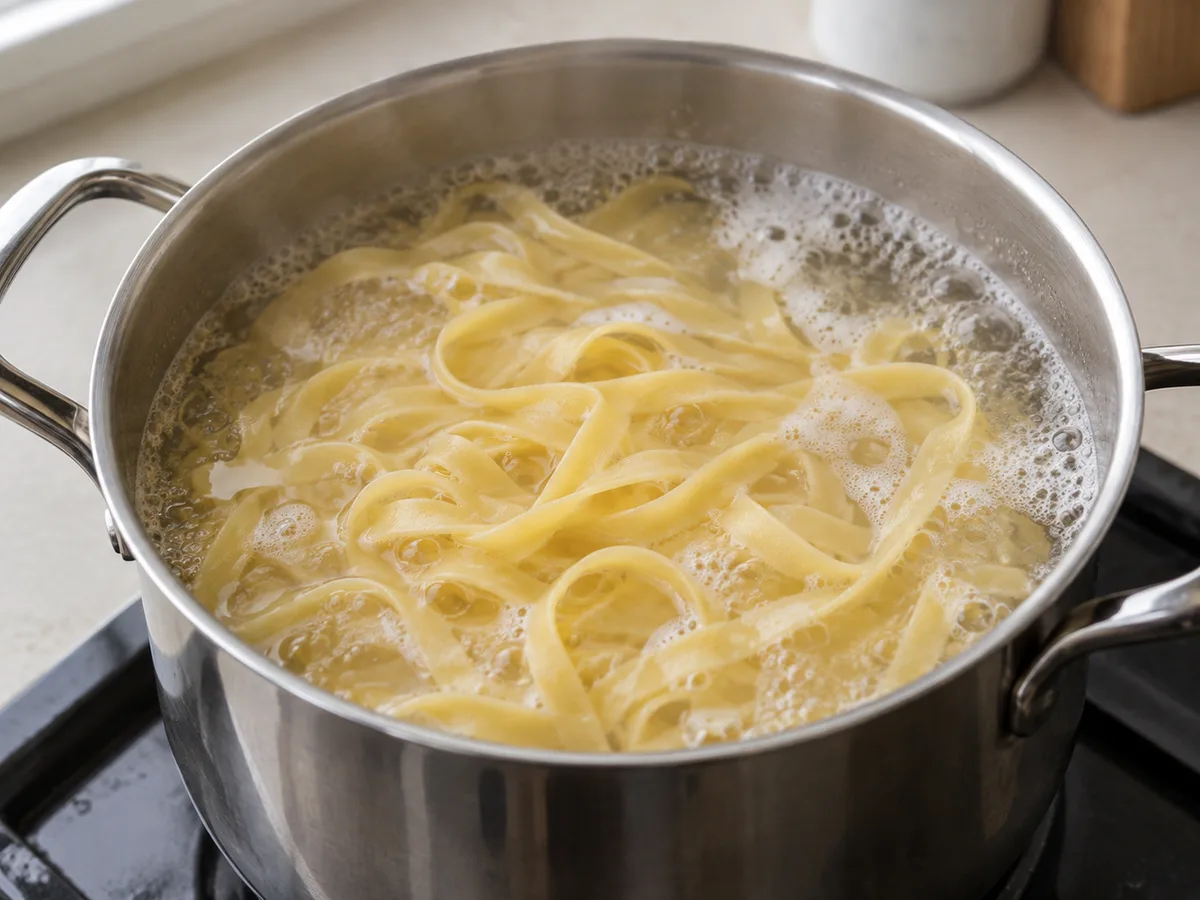 Тальятелле с говядиной, тунцом и каперсами | Фото подпункта 8 | Viva Cucina Тальятелле с говядиной, тунцом и каперсами: фото процесса приготовления — опустите тальятелле и варите до al dente по упаковке