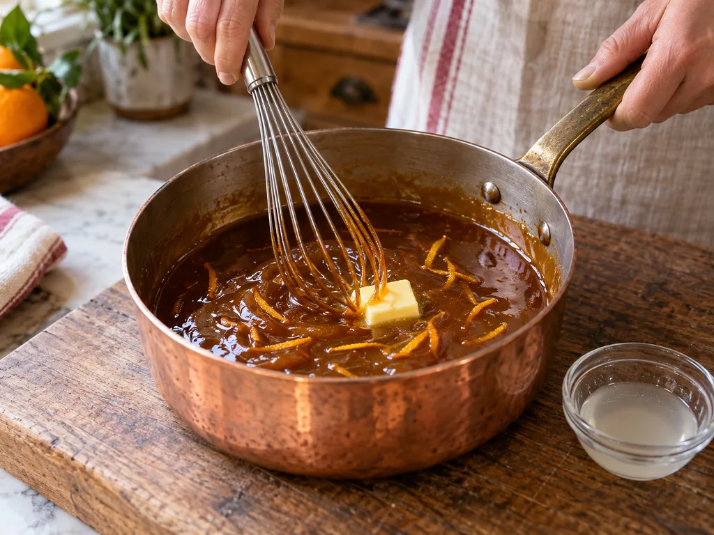 Утка с апельсином по-итальянски | Фото подпункта 12 | Viva Cucina Утка с апельсином по-итальянски: фото процесса приготовления — при желании загустите соус разведённым крахмалом, добавьте цедру и сливочное масло